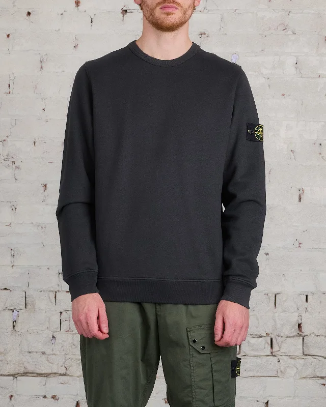 Stone Island Cotton Brush Fleece Crewneck Lead Grey