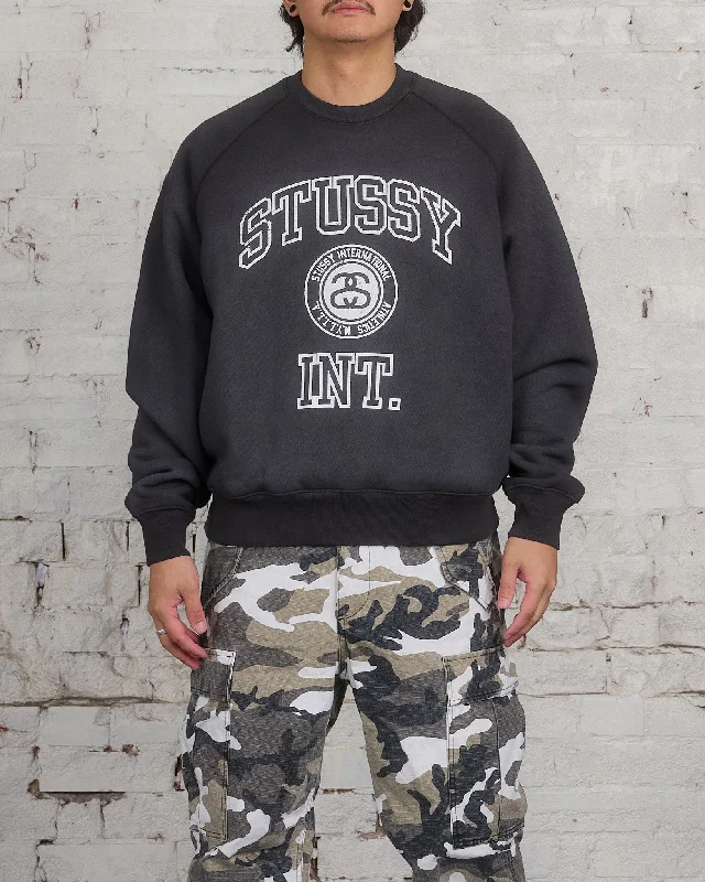 Stussy Overlock Varsity Raglan Crewneck Washed Black