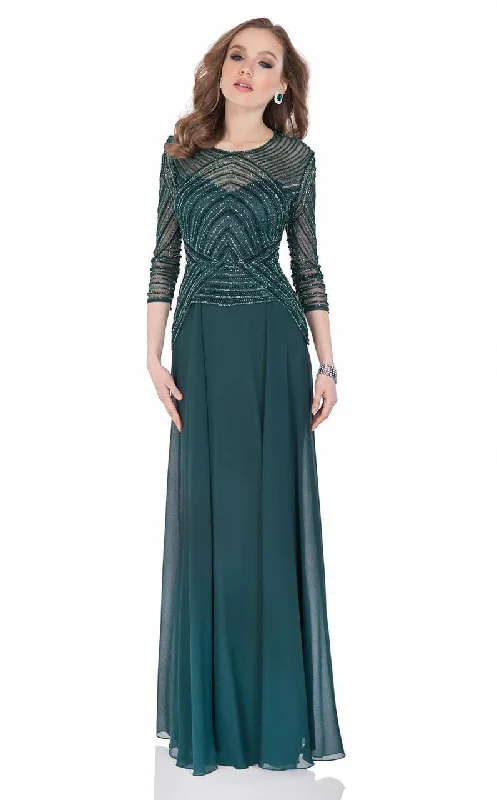 Terani Couture - Quarter Sleeve Shimmering Long Gown 1623M1860