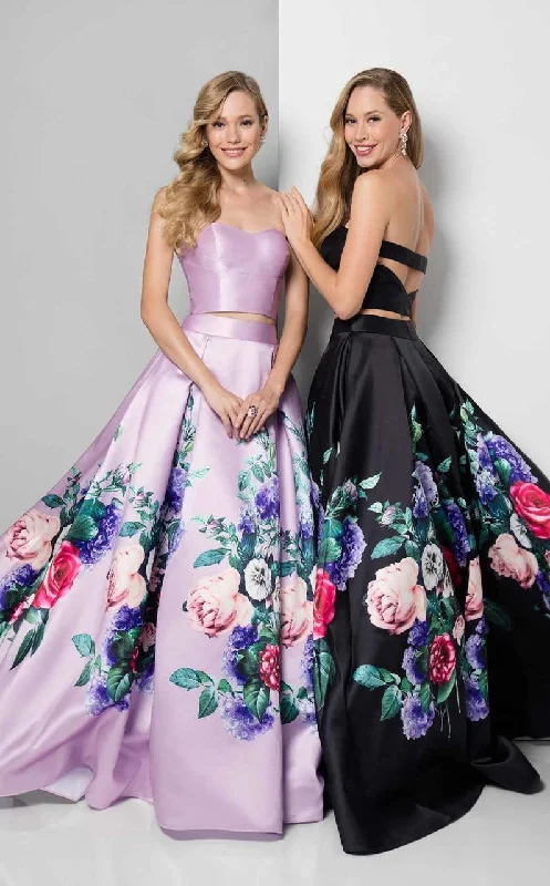 Terani Couture - Two-Piece Floral Pleated A-Line Gown 1711P2703