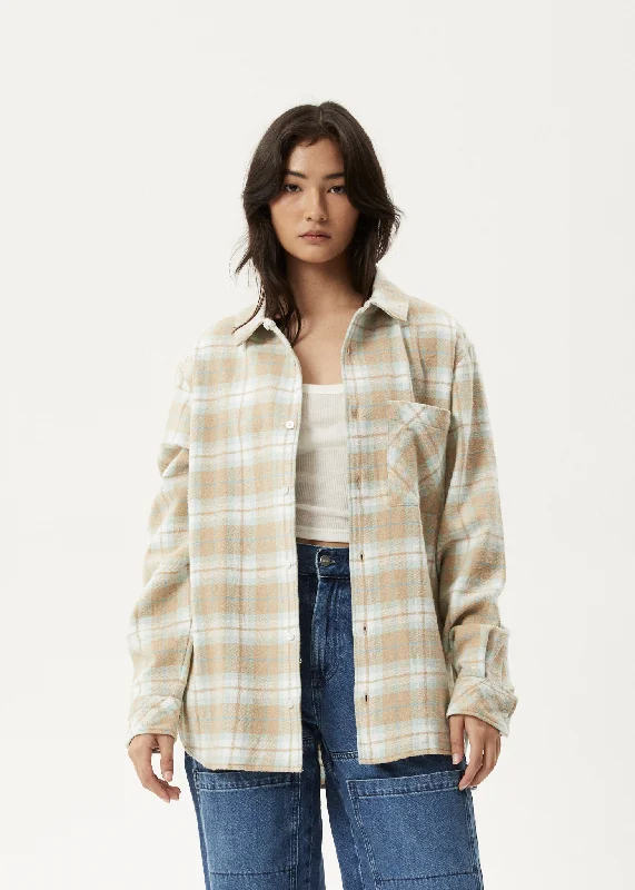 AFENDS Womens Lighthouse - Flannel Shirt - Taupe