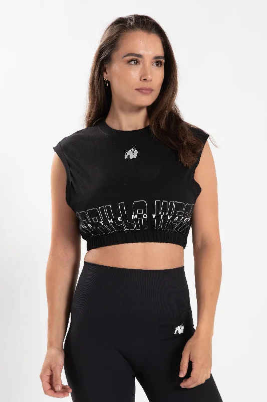 Albion Oversized Crop Top-Black