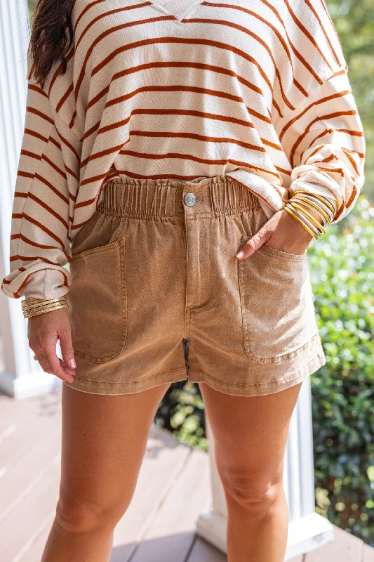 Comfy Times Caramel Twill Shorts