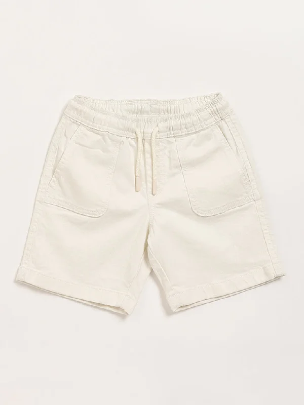 HOP Kids Solid Off-White Shorts