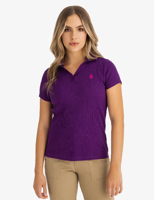 SPLIT NECK RIBBED POLO SHIRT