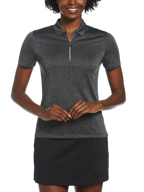 Womens 1/4 Zip Heather Polo