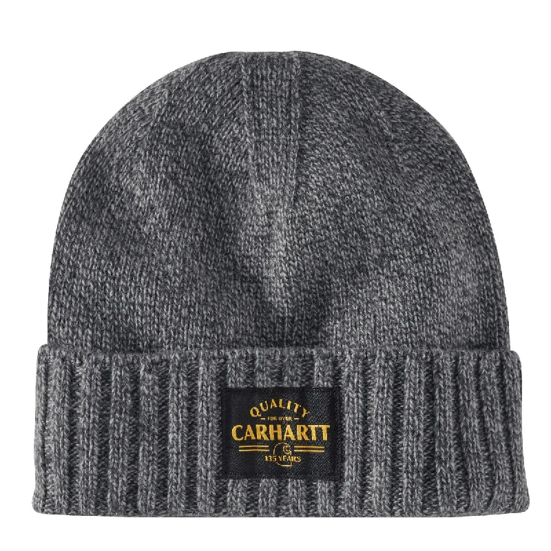 Wool Knit Quality Patch Beanie - Shadow / Weather Ash Marl