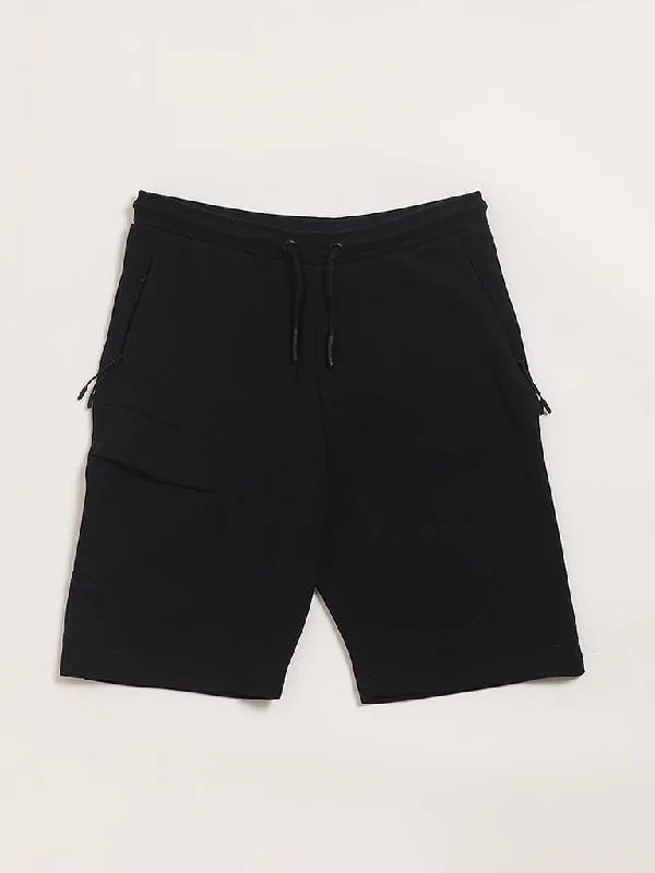 Y&F Kids Black Regular Fit Shorts